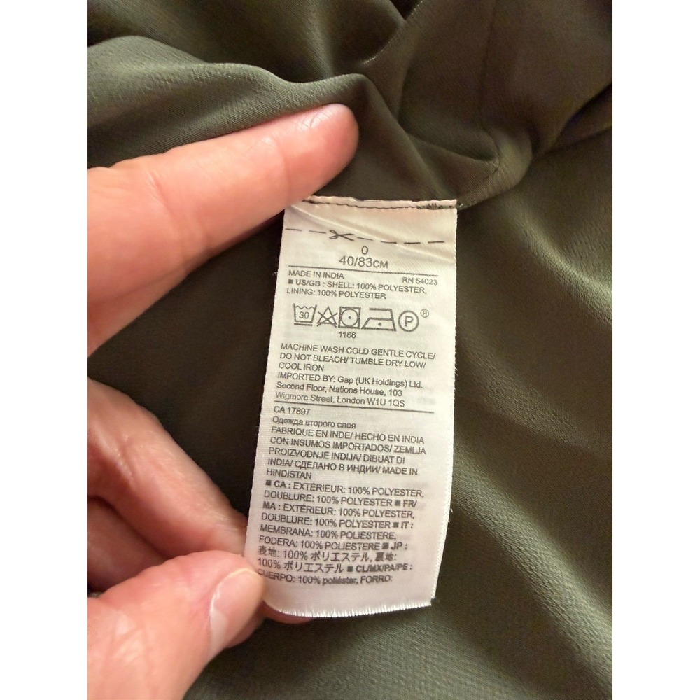 Banana‎ Republic Olive Green Shirt Dress Womens 0 Sleeveless Satin Utility Midi - Picture 7 of 9